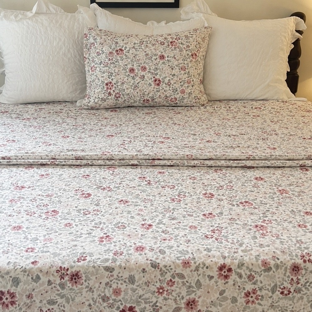 Lauren Ralph Lauren Vintage Cottage Floral Twin Sheet Set 3Pc Cotton Pink Sage